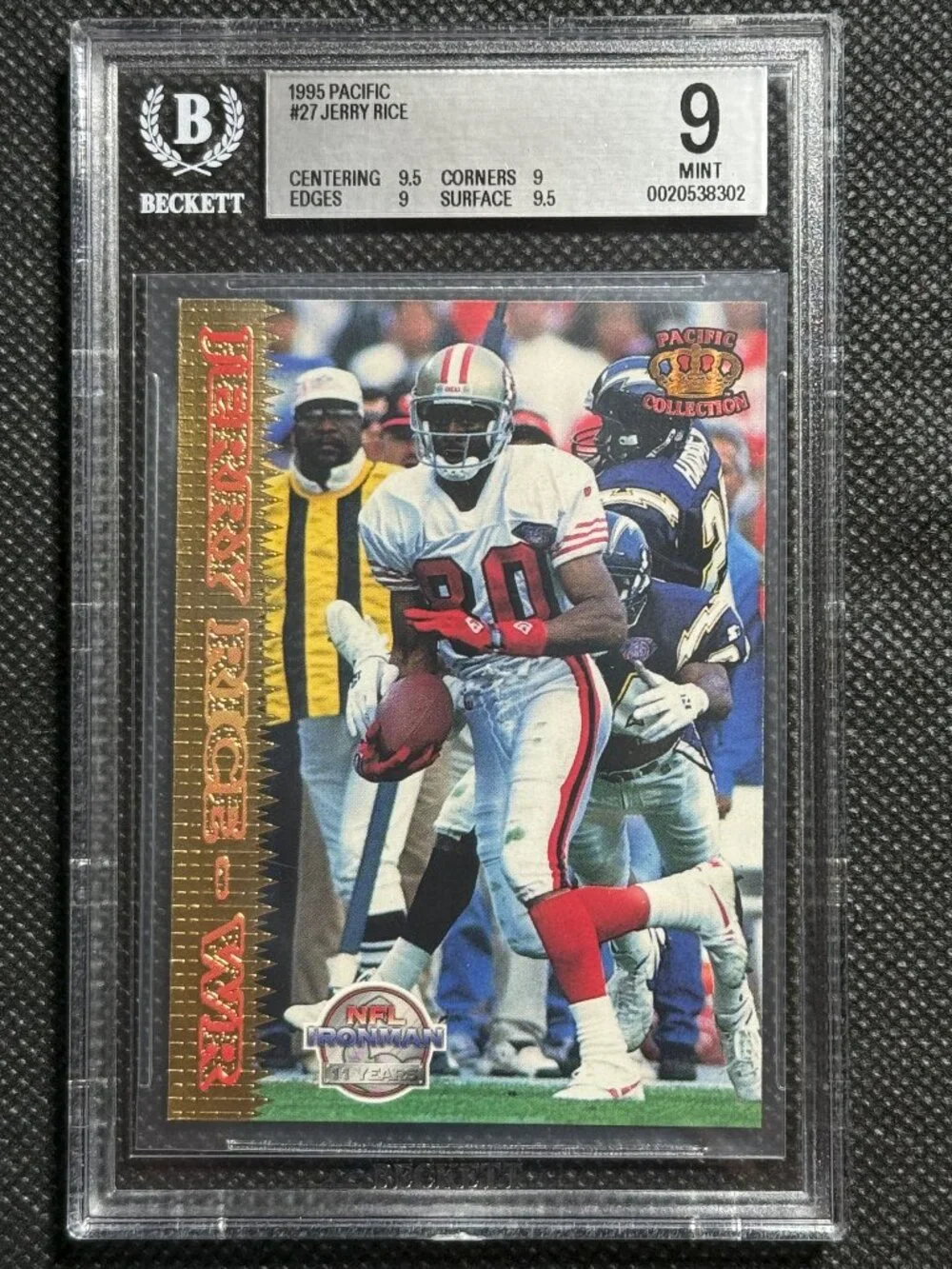 1995 Pacific Football #27 Jerry Rice San Francisco 49ers HOF BGS 9++ MINT